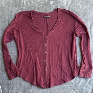 Abercrombie & Fitch Burgundy Button-Up Top